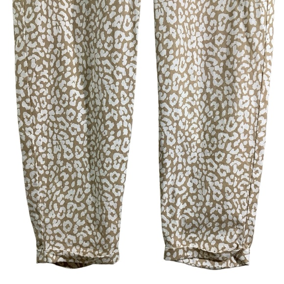 J. Crew Factory Linen Blend Leopard Print Drawstring Tapered Pant - Picture 3 of 8